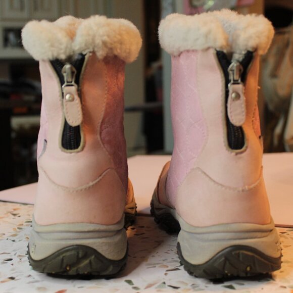 The North Face Women's Pink Leather/Suede Winter Snow Boots 8 M Faux Fur Zip - Picture 4 of 14